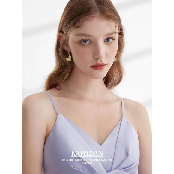 Heart Huggie CZ Hoops Statement Vintage Long Summer Earring for Women Jewelry - Picture 3 of 9